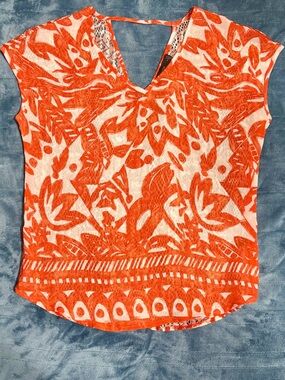 The Limited Women’s Orange Patterned V-Neck Top